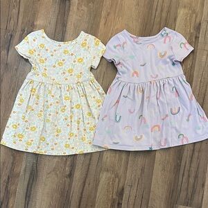 Cat & Jack Yellow Floral and Purple Rainbow Dress Set